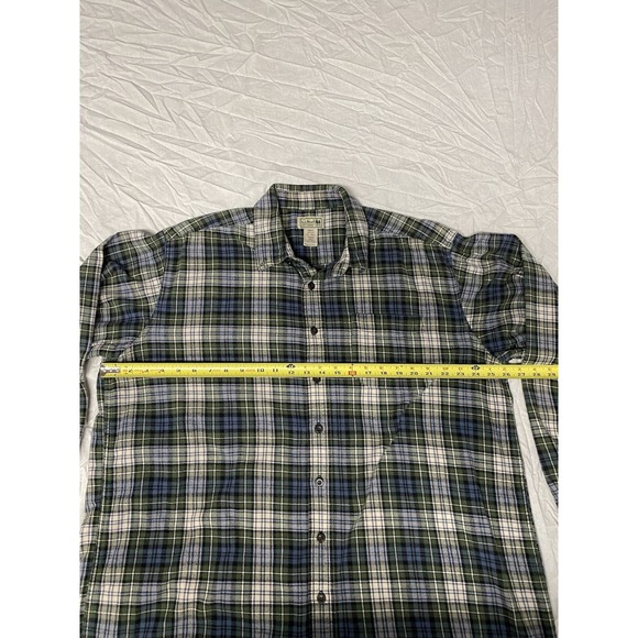 L.L. Bean Men's XL Tall Plaid Flannel Shirt Green Blue Cotton Button Front - Picture 5 of 8